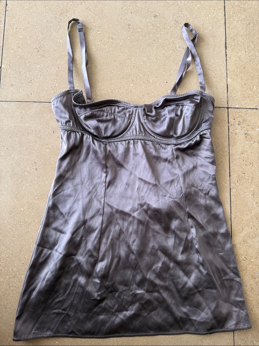 Dolce & Gabbana Satin Bustier Cami in Gray